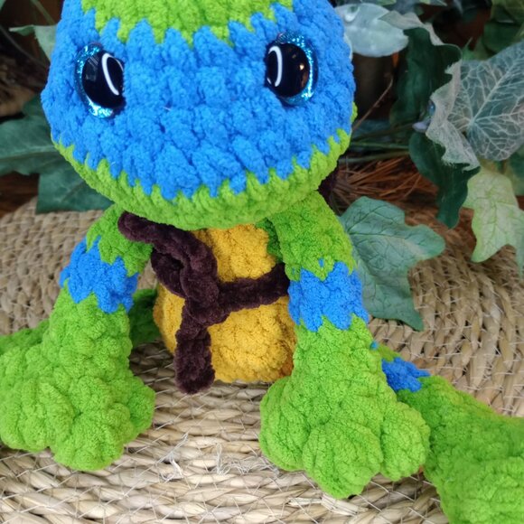 Turtle Power in Blue! Crochet Plushie Handmade by ME! - Picture 3 of 6